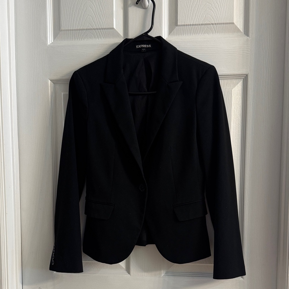 Express Women's Classic Black Suit Jacket - Size 6